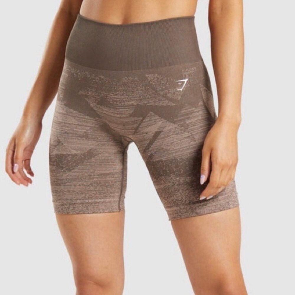 NWOT Gymshark Adapt Ombre Triangle Penny Brown Seamless Bike Cycling Shorts S